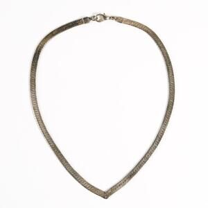 Vintage 925 Sterling Silver Flat Herringbone Chain Link Necklace Fine Jewelry